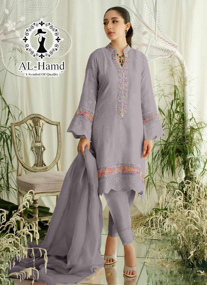 Al Hamd Creation Dno 1108 B Georgette Unique Style Embroidery Work With Beautiful Pret Kurti