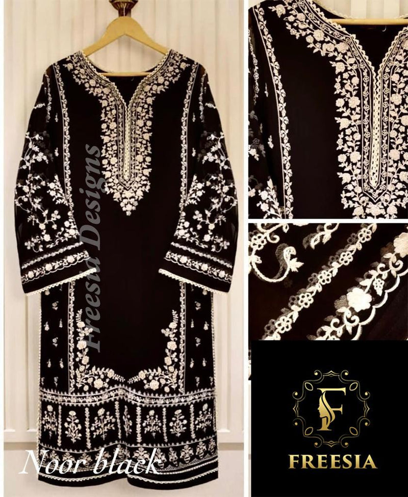 Freesia Noor Georgette With Heavy Beautiful Embroidery Work Stylish Pakistani Party Wear Salwar Kameez