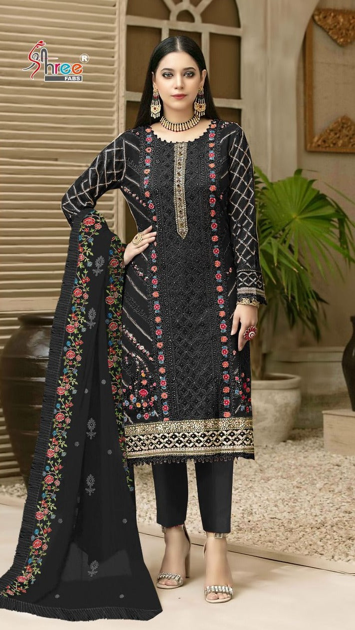 Shree Fabs Dno S 459 E Georgette With Heavy Embroidery Work Stylish Designer Party Wear Salwar Kameez