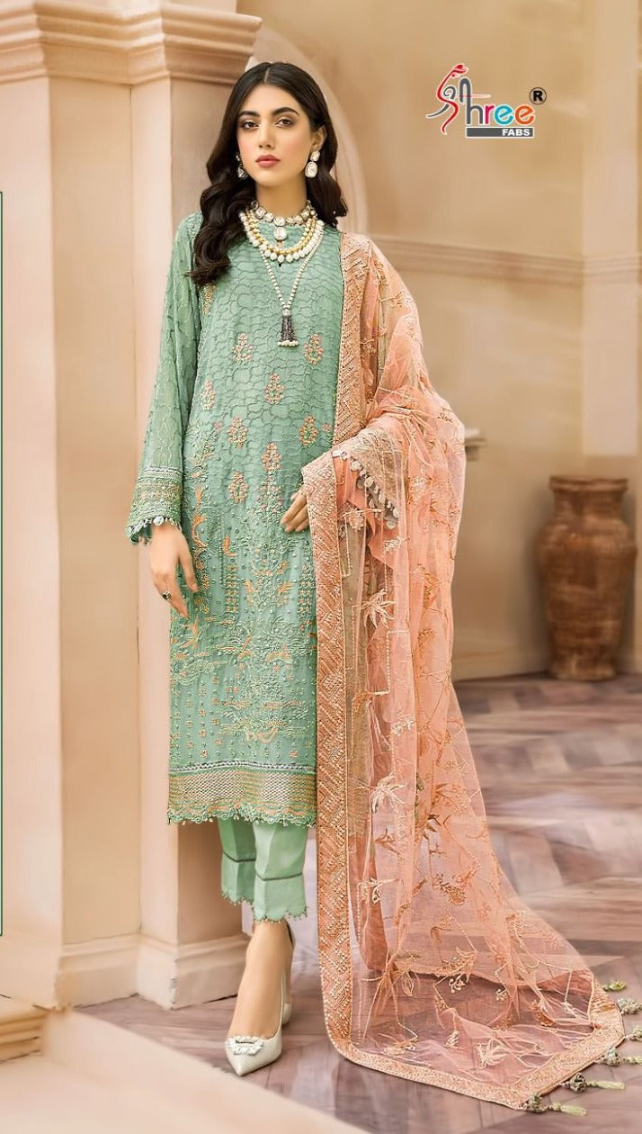 Shree Fabs Dno S 1554 K Georgette With Heavy Embroidery Work Stylish Designer Party Wear Salwar Kameez