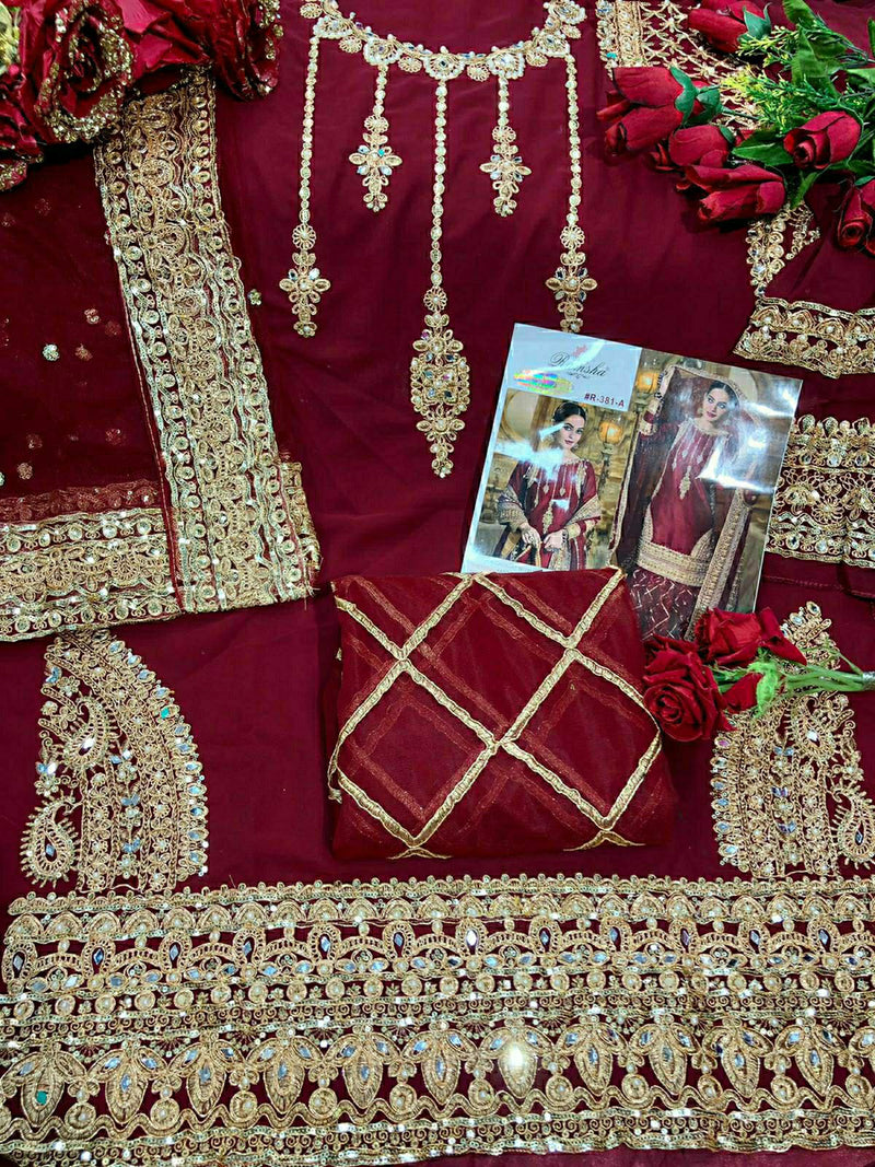 Ramsha Dno 381 A Georgette With Beautiful Embroidery Work Stylish Designer Wedding Wear Salwar Kameez