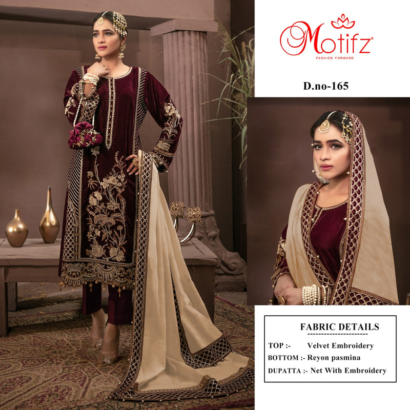 Motifz Dno 165 Velvet With Heavy Embroidery Work Stylish Designer Wedding Wear Party Look Salwar Kameez