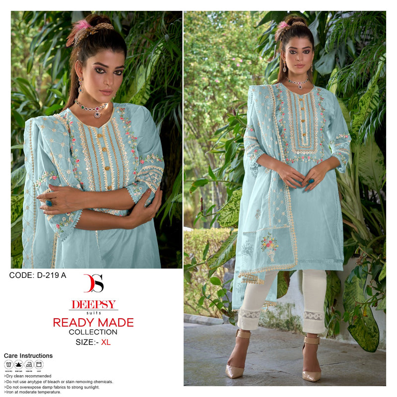 Deepsy Suit Dno 219 A Organza Embroidery With Khalti Work Stylish Designer Casual Look Pret Kurti