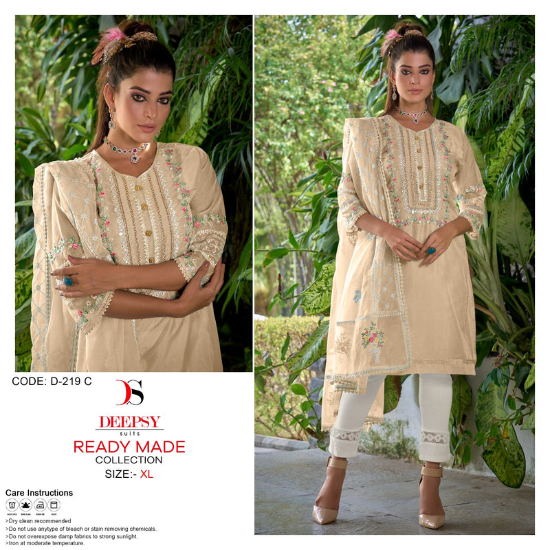 Deepsy Suit Dno 219 C Organza Embroidery With Khalti Work Stylish Designer Casual Look Pret Kurti