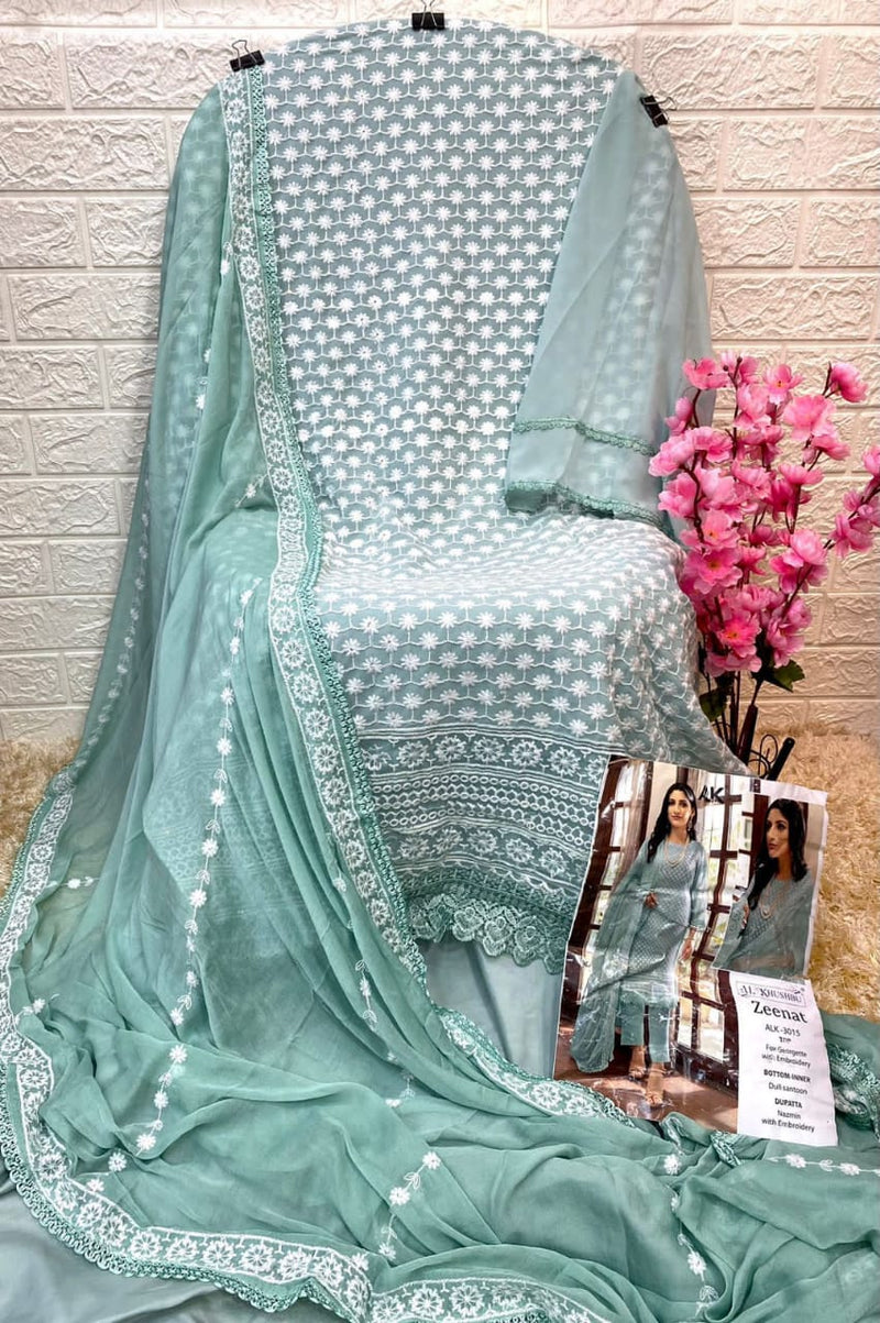 Al Khushbu Dno 3015 Georgette With Fancy Embroidery Work Stylish Designer Casual Wear Salwar Kameez