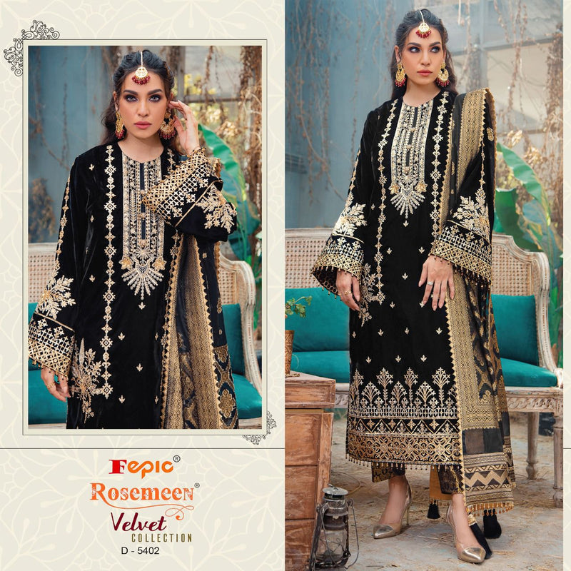 Fepic Suit Dno 5402 Velvet With Heavy Embroidery Work Stylish Designer Wedding Wear Fancy Salwar Kameez