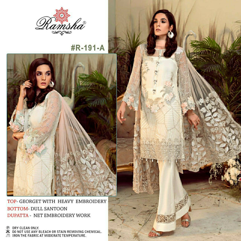 Ramsha Dno R 191 A Georgette With Heavy Embroidery Work Stylish Designer Party Wear Salwar Kameez