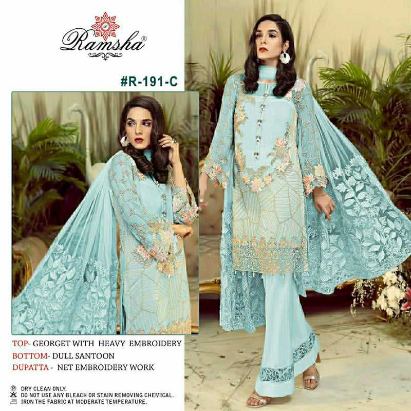 Ramsha Dno R 191 C Georgette With Heavy Embroidery Work Stylish Designer Party Wear Salwar Kameez