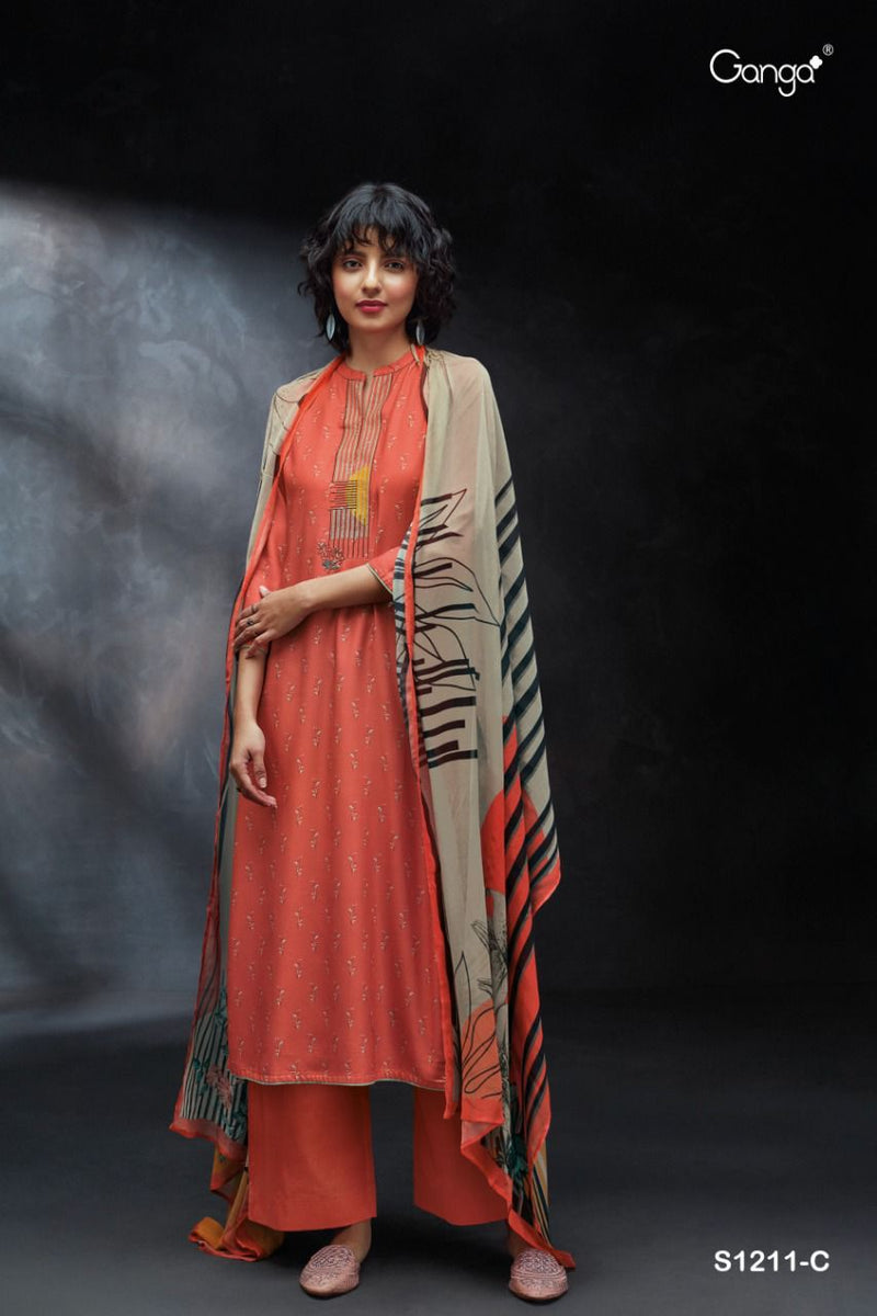 Ganga Dno 1211 Pashmina With Fancy Work Stylish Designer Casual Wear Salwar Kameez