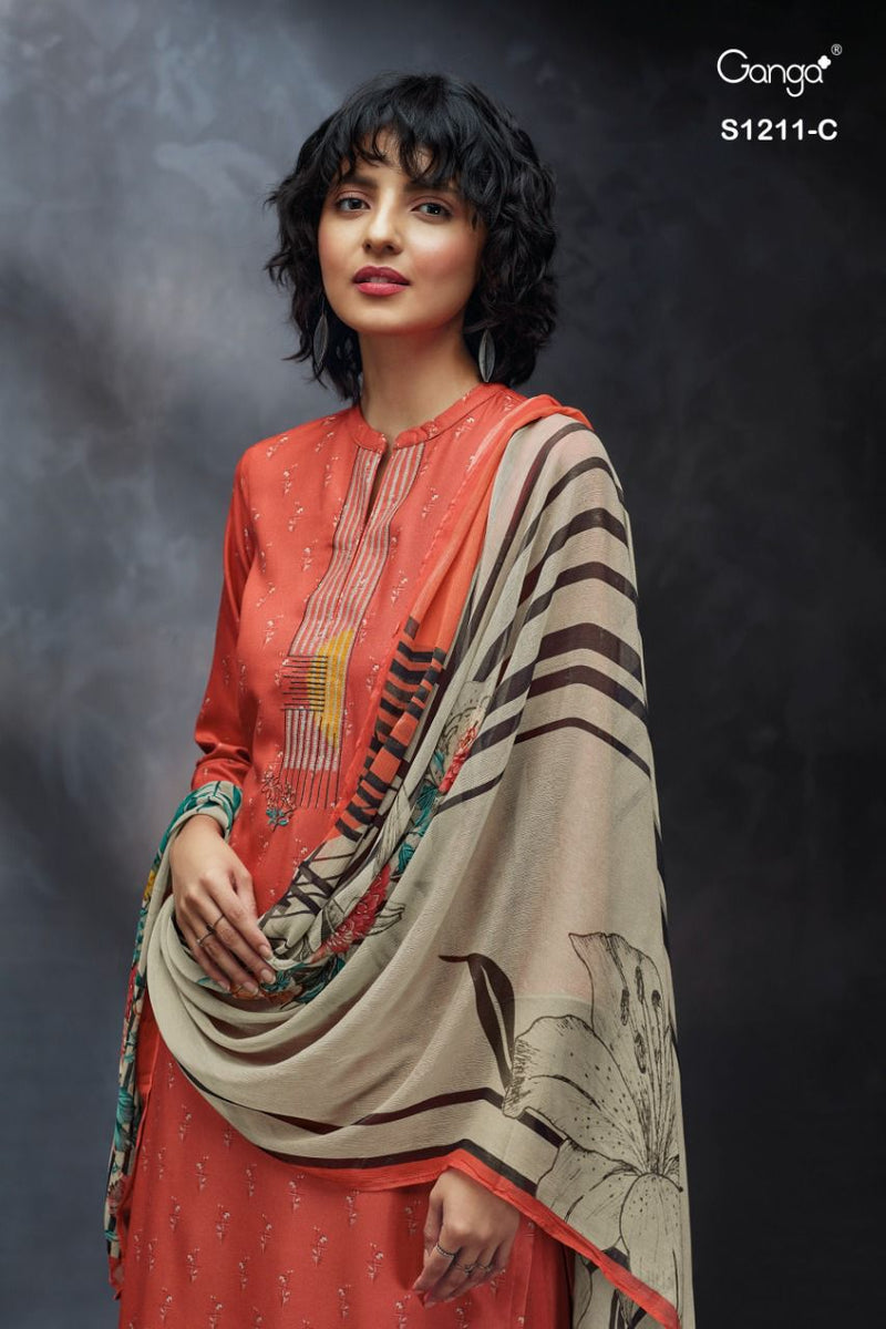 Ganga Dno 1211 Pashmina With Fancy Work Stylish Designer Casual Wear Salwar Kameez