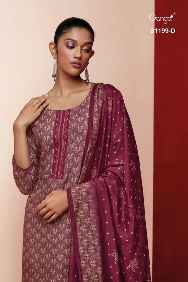 Ganga Dno 1199 Pashmina With Fancy Work Stylish Designer Casual Wear Salwar Kameez