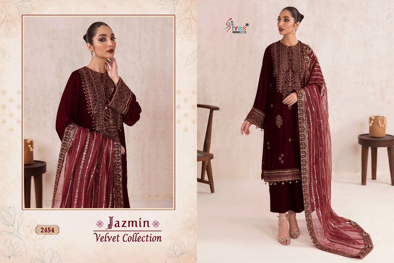 Shree Fabs Jazmin Collection Velvet With Beautiful Embroidery Work Stylish Designer Festive Wear Fancy Salwar Kameez