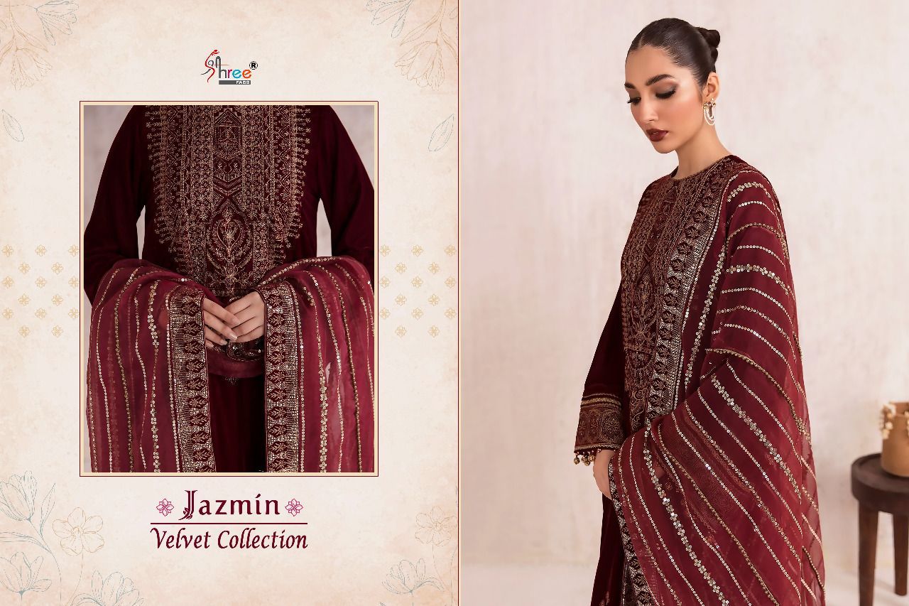 Shree Fabs Jazmin Collection Velvet With Beautiful Embroidery Work Stylish Designer Festive Wear Fancy Salwar Kameez