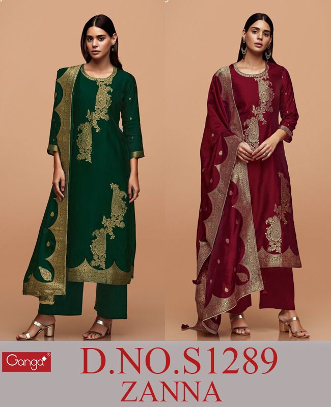 Ganga Dno 1289 Woven Silk With Beautiful Fancy Work Stylish Designer Casual Look Salwar Suit