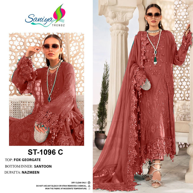 Saniya Trendz Dno St 1096 C Georgette With Beautiful Fancy Work Stylish Designer Party Wear Salwar Kameez