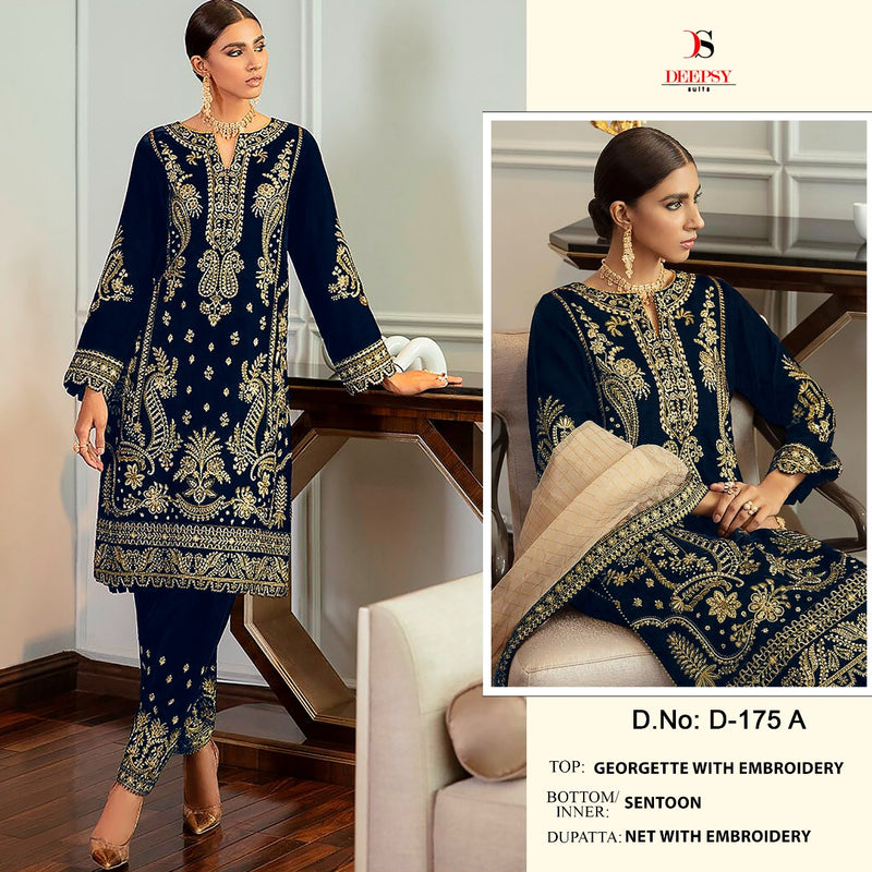 Deepsy Suit Dno 175 A Georgette With Embroidery Work Stylish Designer Wedding Look Salwar Kameez