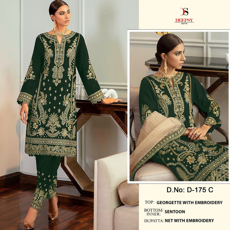 Deepsy Suit Dno 175 C Georgette With Embroidery Work Stylish Designer Wedding Look Salwar Kameez