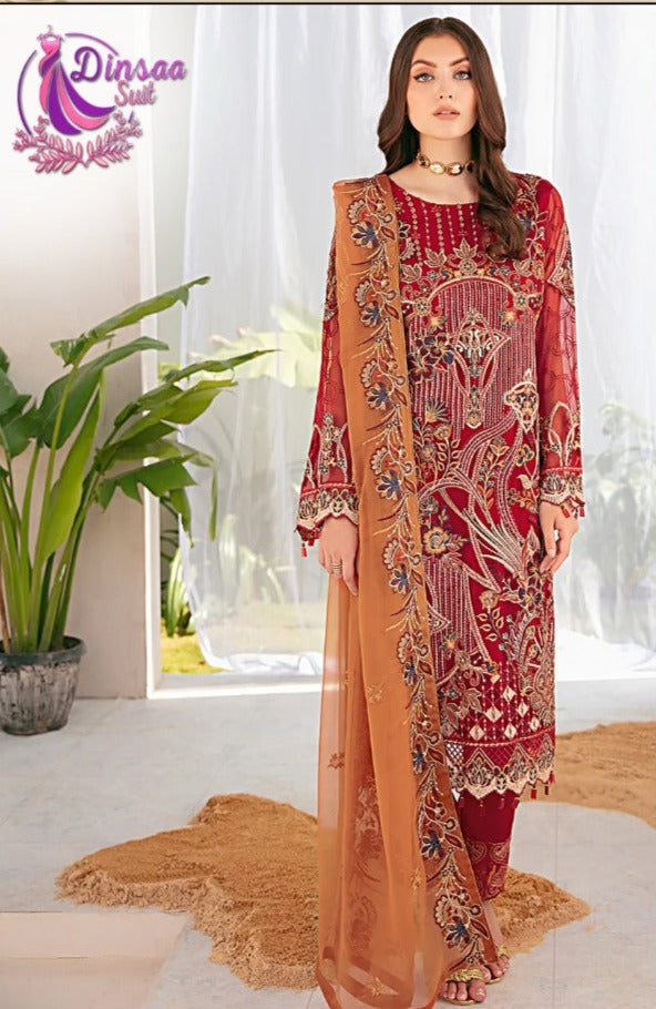 Dinsaa Suit Dno 165 Georgette With Heavy Embroidery Work Stylish Designer Party Wear Salwar Kameez