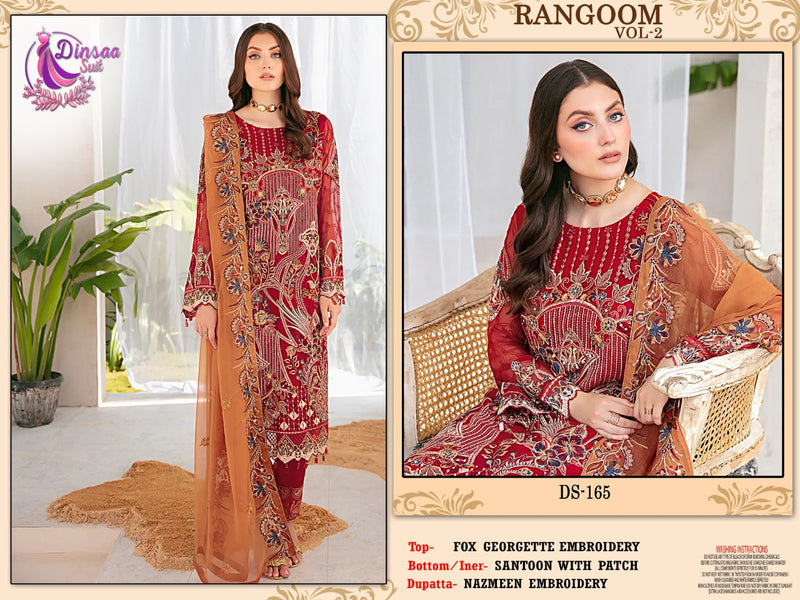 Dinsaa Suit Dno 165 Georgette With Heavy Embroidery Work Stylish Designer Party Wear Salwar Kameez