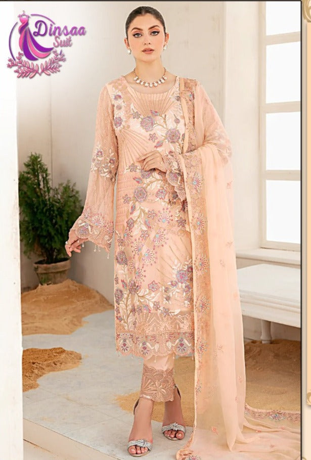 Dinsaa Suit Dno 164 Georgette With Heavy Embroidery Work Stylish Designer Party Wear Salwar Kameez