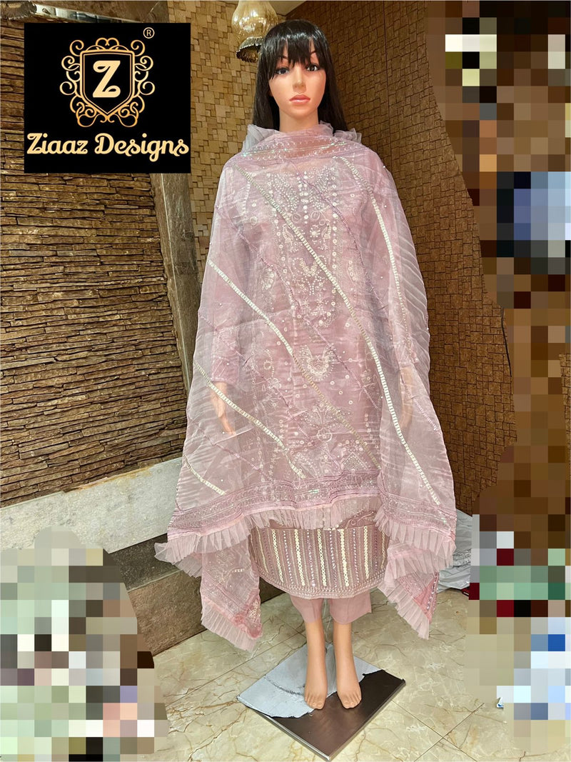 Ziaaz Designs Noor Organza With Beautiful Embroidery Work Stylish Designer Party Wear Fancy Kurti