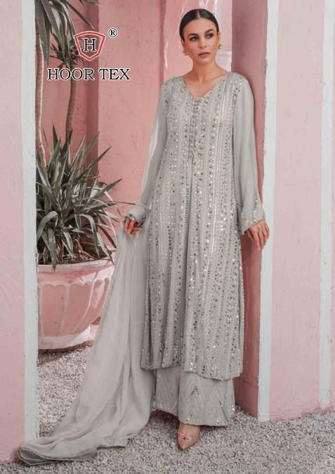 Hoor Tex Dno 20010 Georgette With Heavy Embroidery Work Stylish Designer Party Wear Kurti