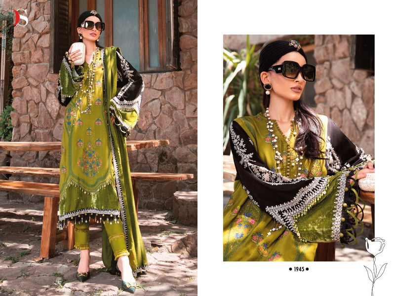 Deepsy Suit Maria B Lawn Pure Cotton With Fancy Work Stylish Designer Pakistani Salwar Kameez