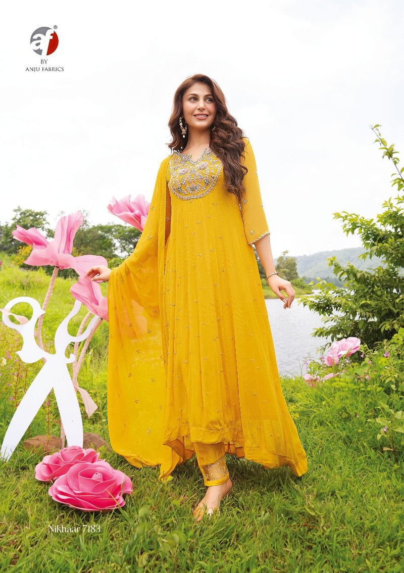 Anju Fabs Nikhaar Georgette With Beautiful Work Stylish Designer Attractive Look Fancy Kurti