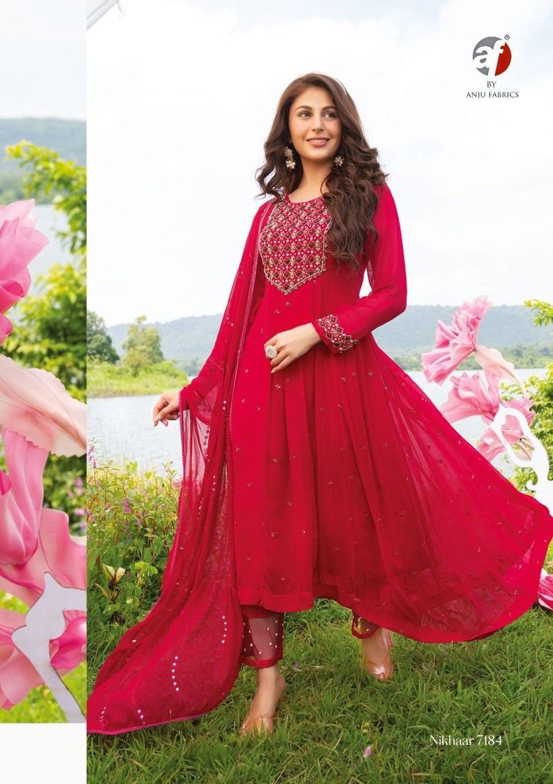 Anju Fabs Nikhaar Georgette With Beautiful Work Stylish Designer Attractive Look Fancy Kurti