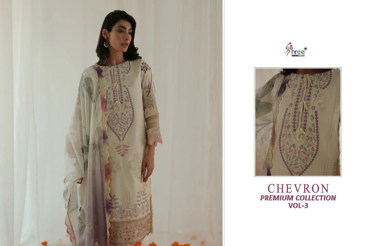 Shree Fabs Chevron Premium Pure Cotton With Fancy Work Stylish Designer Fancy Salwar Kameez