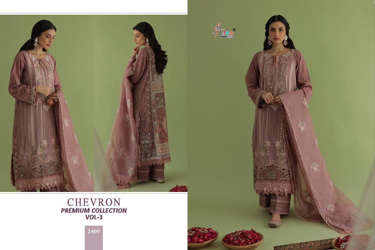 Shree Fabs Chevron Premium Pure Cotton With Fancy Work Stylish Designer Fancy Salwar Kameez