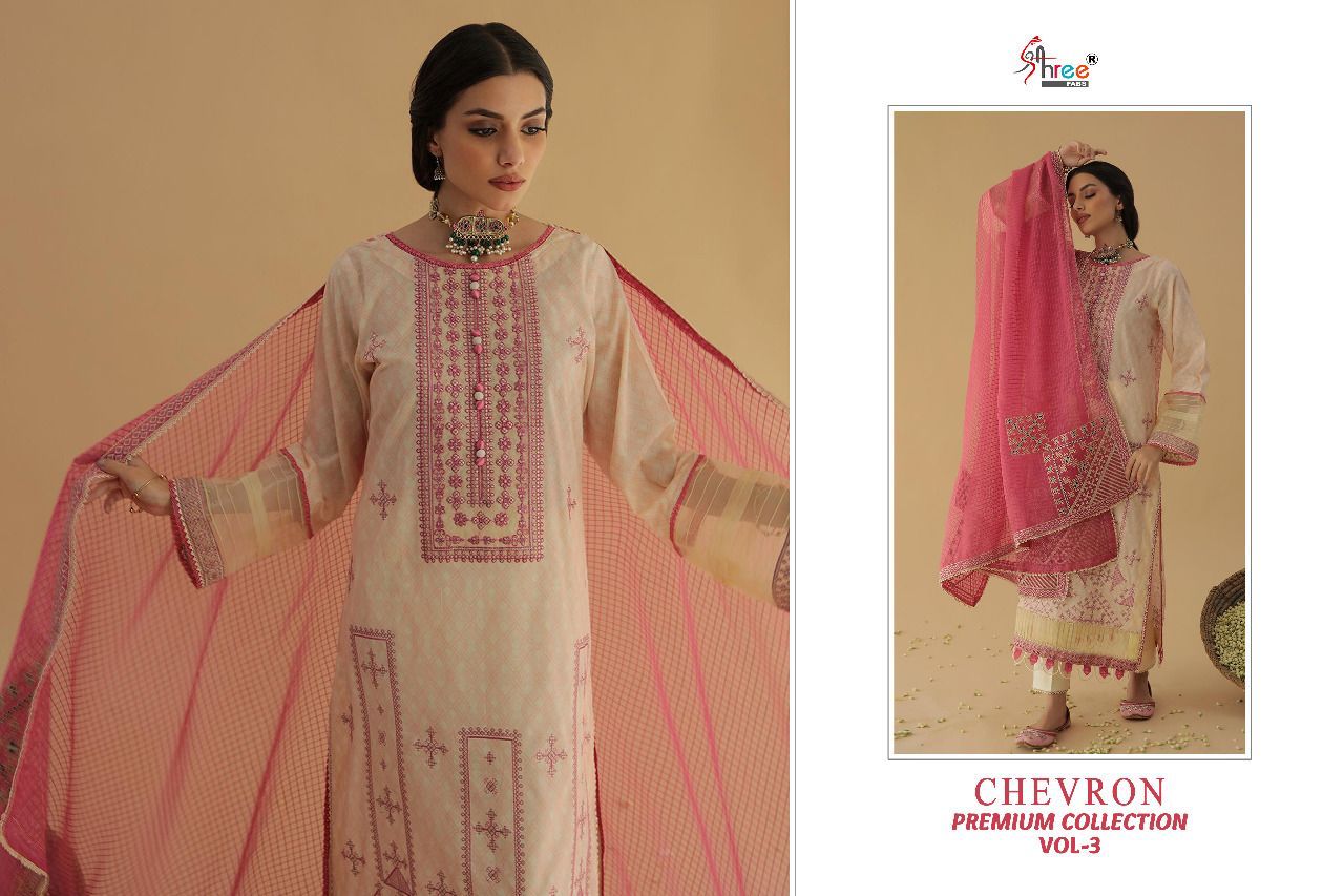 Shree Fabs Chevron Premium Pure Cotton With Fancy Work Stylish Designer Fancy Salwar Kameez