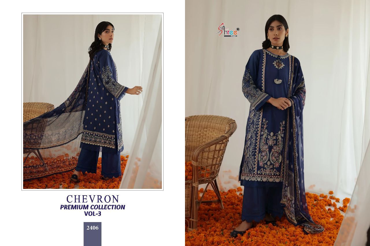 Shree Fabs Chevron Premium Pure Cotton With Fancy Work Stylish Designer Fancy Salwar Kameez