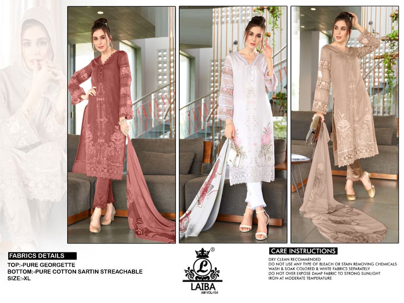 Laiba Am Vol 154 Georgette With Heavy Embroidery Work Stylish Designer Party Wear Fancy Kurti