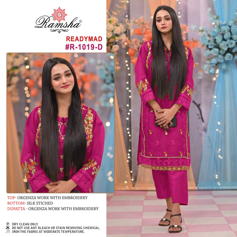 Ramsha Dno R 1019 Organza With Heavy Beautiful Work Stylish Designer Fancy Pakistani Salwar Kameez