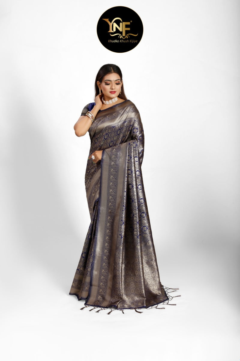 Ynf Presents By Myntra Tanchori Kanjeevaram Gorgeous Look Exclusive Traditional Wear Sarees