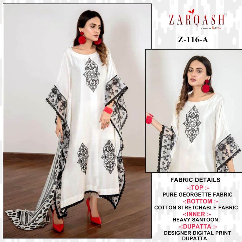 Zarqash Dno Z 116 Georgette With Heavy Embroidery Work Stylish Designer Party Wear Fancy Kurti