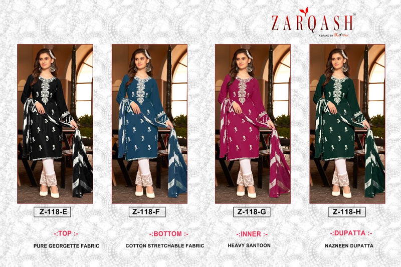 Zarqash Z 118 Georgette With Beautiful Heavy Embroidery Work Stylish Designer Party Wear Kurti