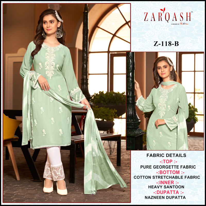 Zarqash Z 118 Georgette With Beautiful Heavy Embroidery Work Stylish Designer Party Wear Kurti