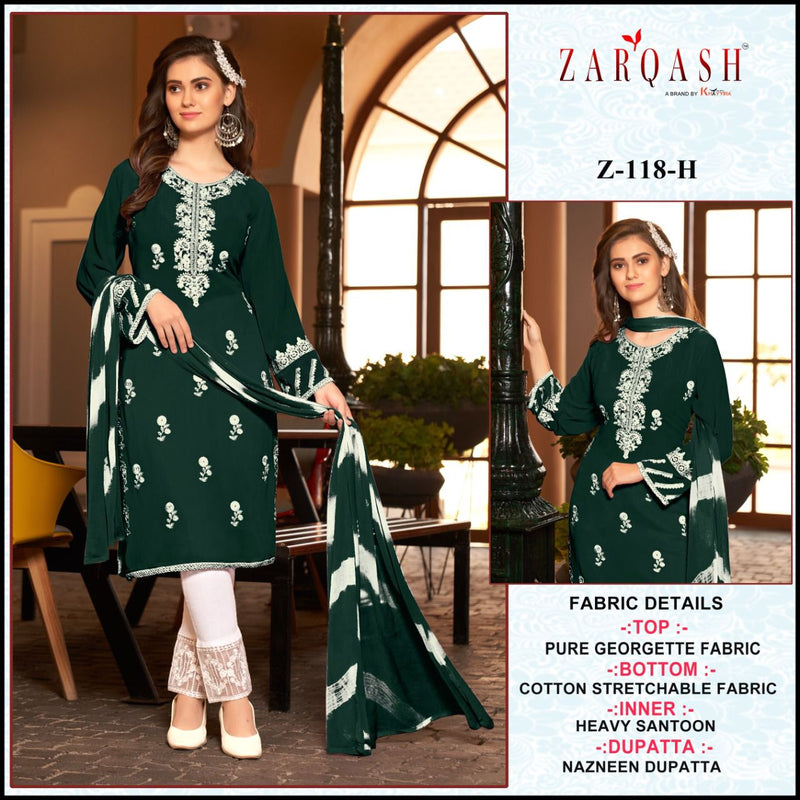 Zarqash Z 118 Georgette With Beautiful Heavy Embroidery Work Stylish Designer Party Wear Kurti