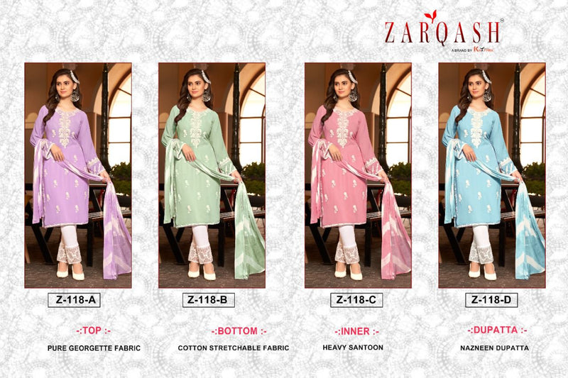 Zarqash Z 118 Georgette With Beautiful Heavy Embroidery Work Stylish Designer Party Wear Kurti