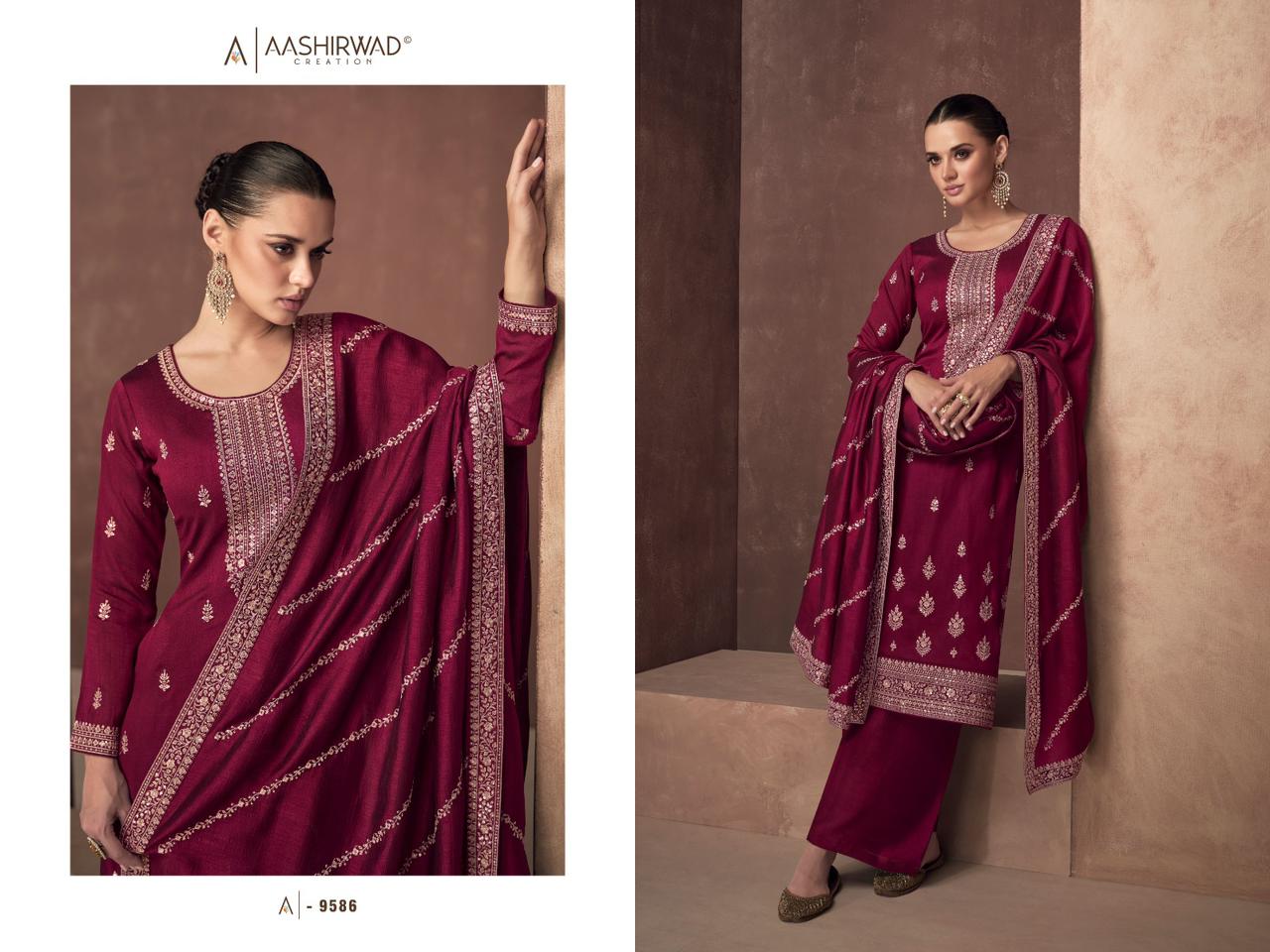 Aashirwad Creation Zaha Silk Embroidery Work Heavy Designer Partywear Salwar Kameez