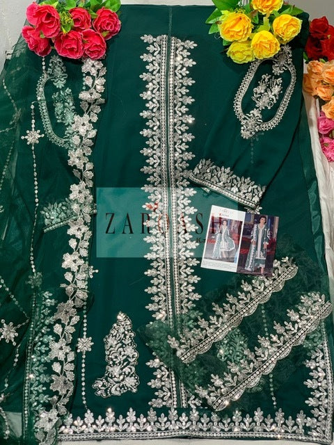 Zarqash Tehzeeb Fox Georgette Pakistani Style Part Wear Salwar Suits With Heavy Embroidery