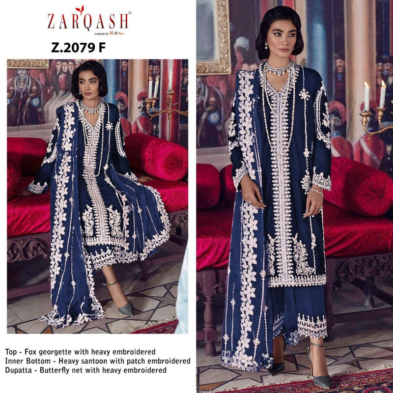 Zarqash Tehzeeb Fox Georgette Pakistani Style Part Wear Salwar Suits With Heavy Embroidery