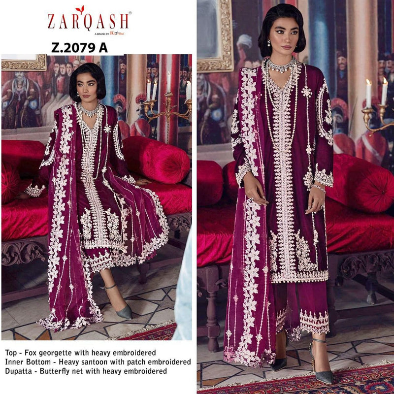 Zarqash Tehzeeb Fox Georgette Pakistani Style Part Wear Salwar Suits With Heavy Embroidery