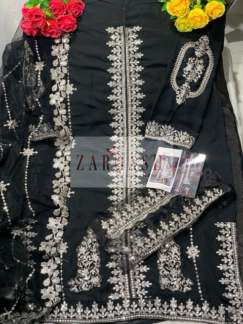 Zarqash Tehzeeb Fox Georgette Pakistani Style Part Wear Salwar Suits With Heavy Embroidery