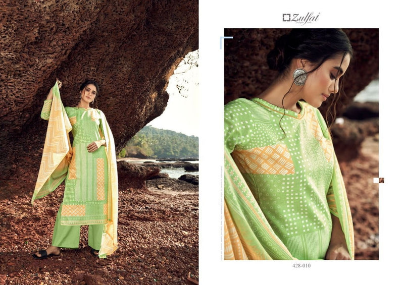 Zulfat Designer Suits Waves Cotton Fancy Printed Festive Wear Salwar Kameez