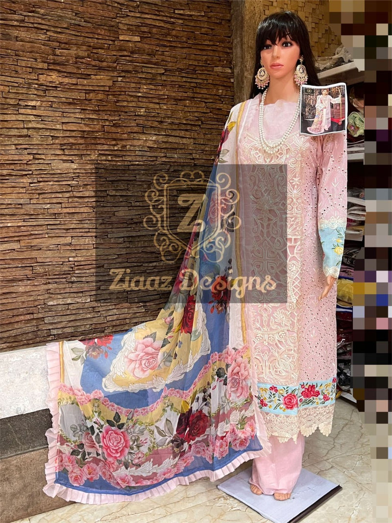 Ziaaz Aliza Vol 1 Pure Cotton Schiffli Heavy Work Pakistani Salwar Kameez