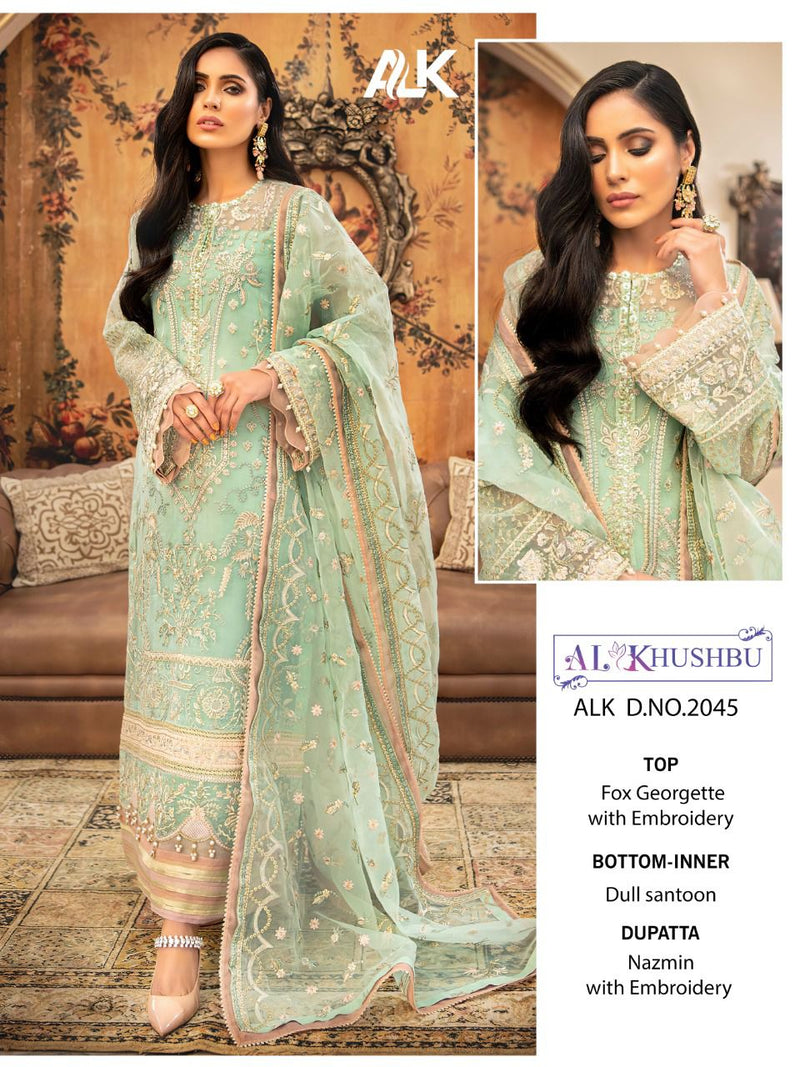 AL Khushbu Dno 2045 Mysti Vol 3 Georgette Stylish Designer Wear Pakistani Style Salwar Suit