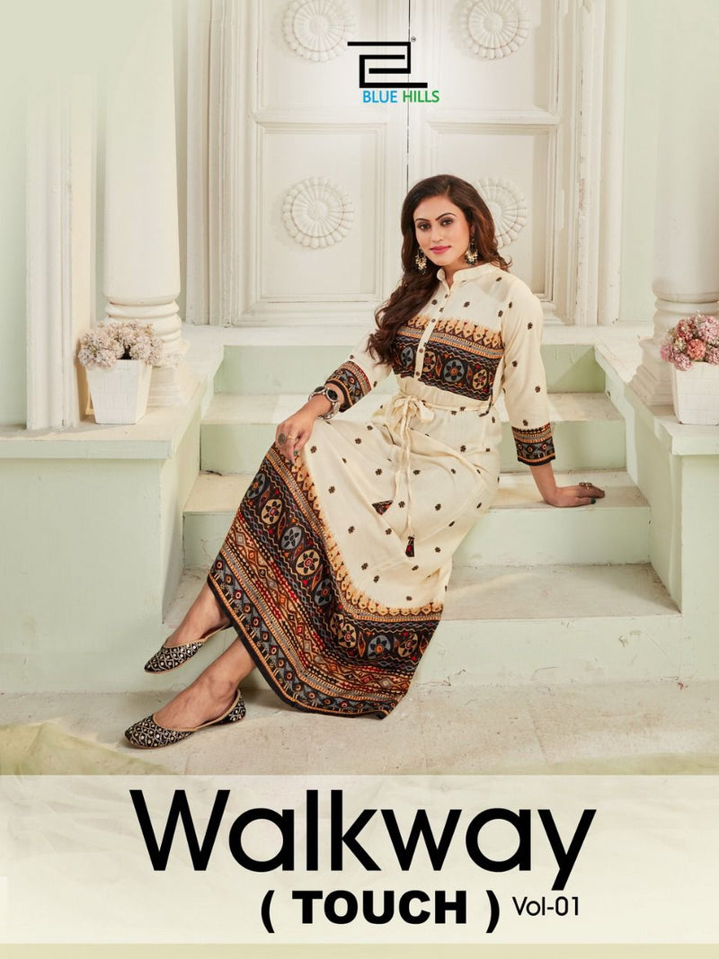 Blue Hills Walkway Vol 1 Rayon Stylish Designer Long Gown Fancy Kurti